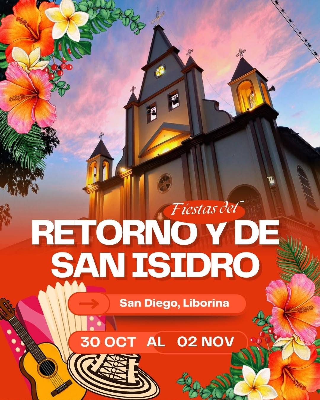 Iglesia de San Diego, Liborina, durante las Fiestas del Retorno y de San Isidro 2026